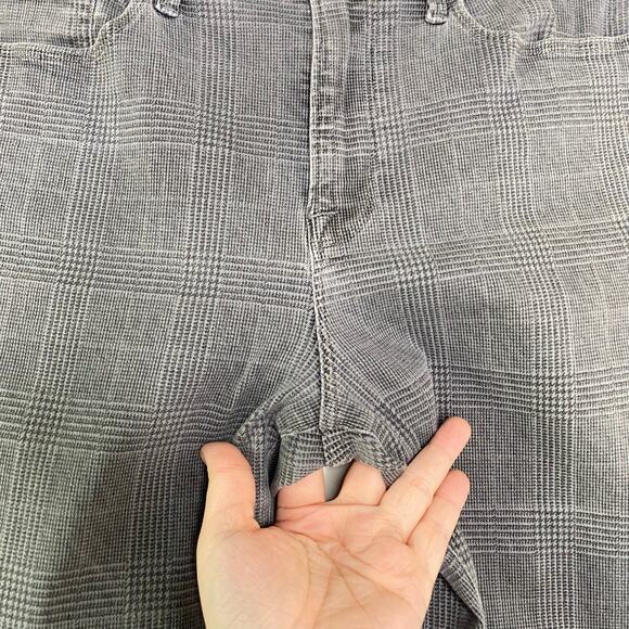 FRAME Le Crop Mini Boot Washed Gray Plaid Check Cropped Bootcut Jeans 30 - Picture 4 of 11